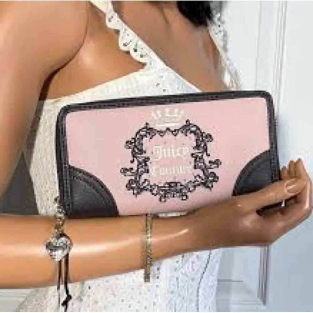 Juicy Couture Blush and Black Embroidered Wallet